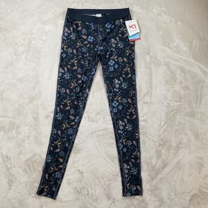 Kari Traa Kori Baselayer Leggings Navy Blue Floral UPF 40+ Womens Medium NWT